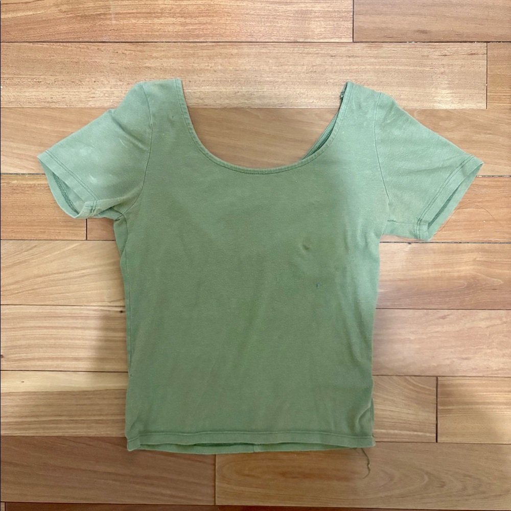 Aeropostale Olive Green Cutout Back Crop Top